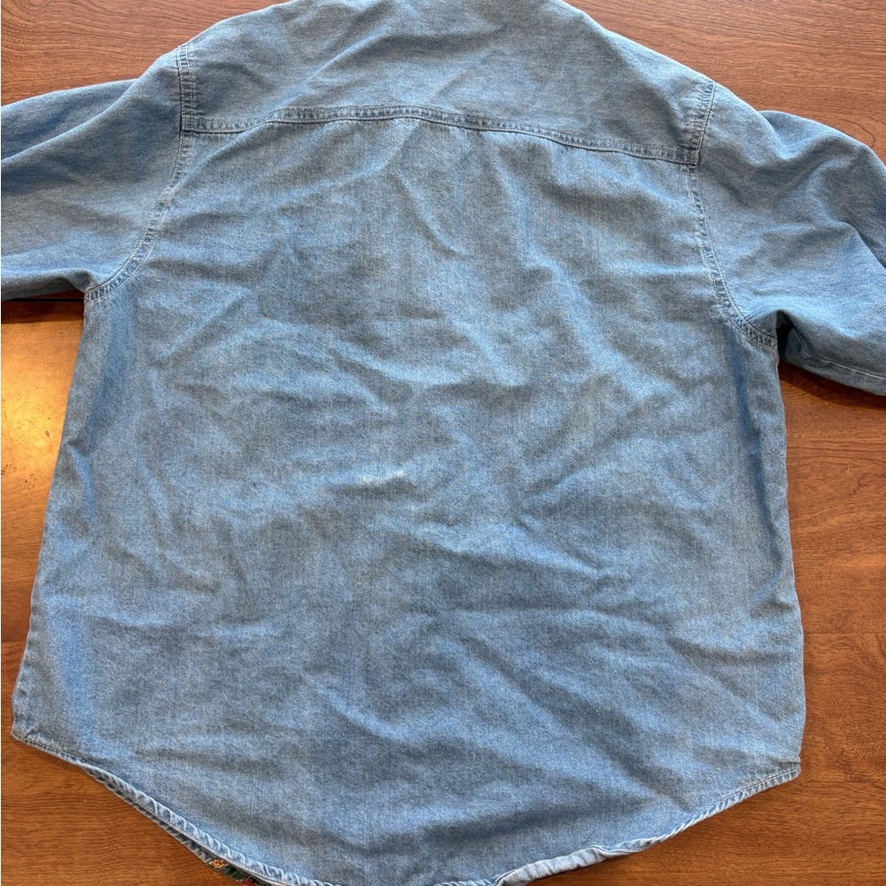 Vintage Denim Patchwork Button-Down Shirt - image 5